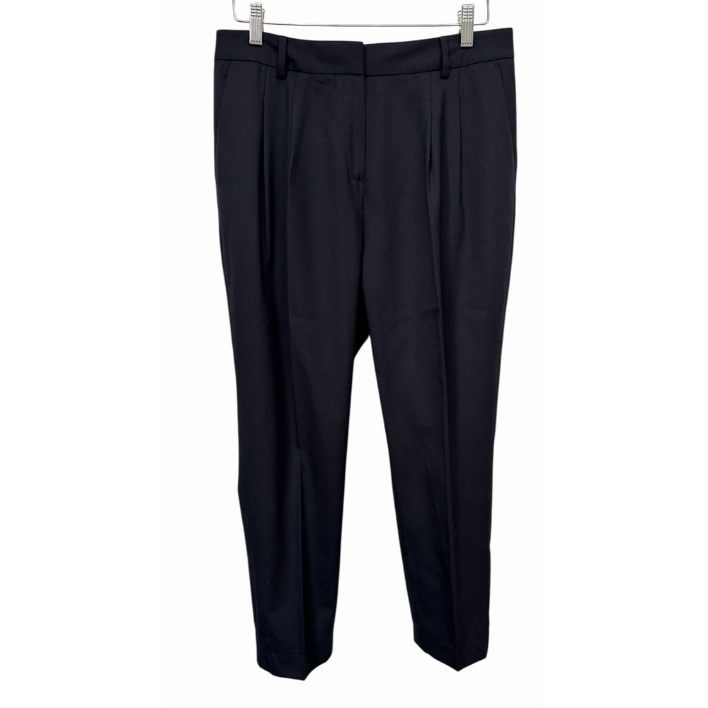 Brooks Brothers Red Fleece Pants Womens Navy‎ Wool Blend Pleated Dress Career 10